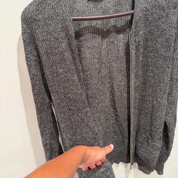 All Saints men's gray open knit cardigan with zipper, size L - Picture 3 of 8